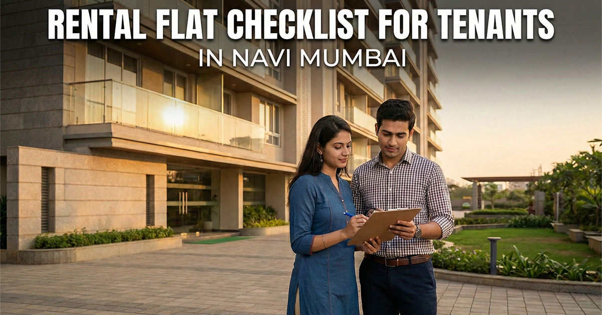 Rental flat checklist for tenants in Navi Mumbai – modern apartment building during golden hour