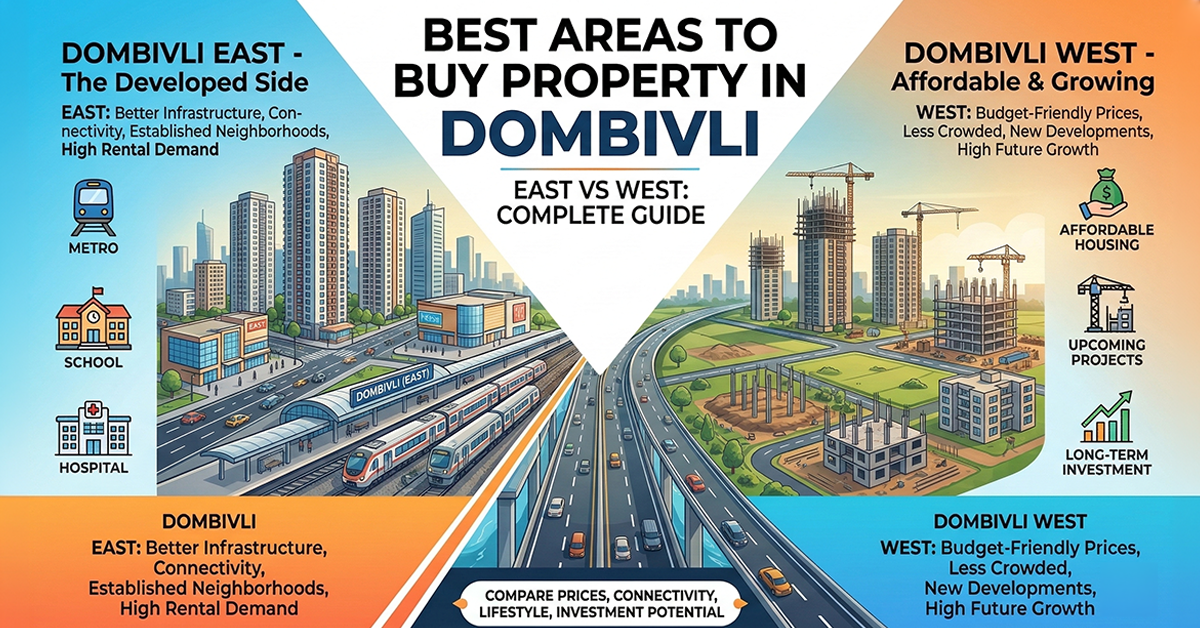 Best areas to buy property in Dombivli East vs West real estate comparison guide.